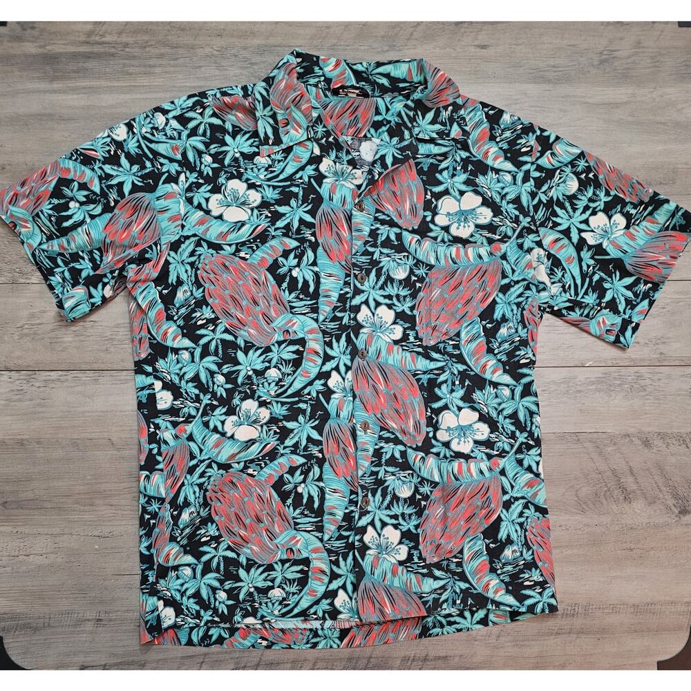Vintage Hilo Hattie Hawaiian Shirt Made in Hawaii Floral Aloha L